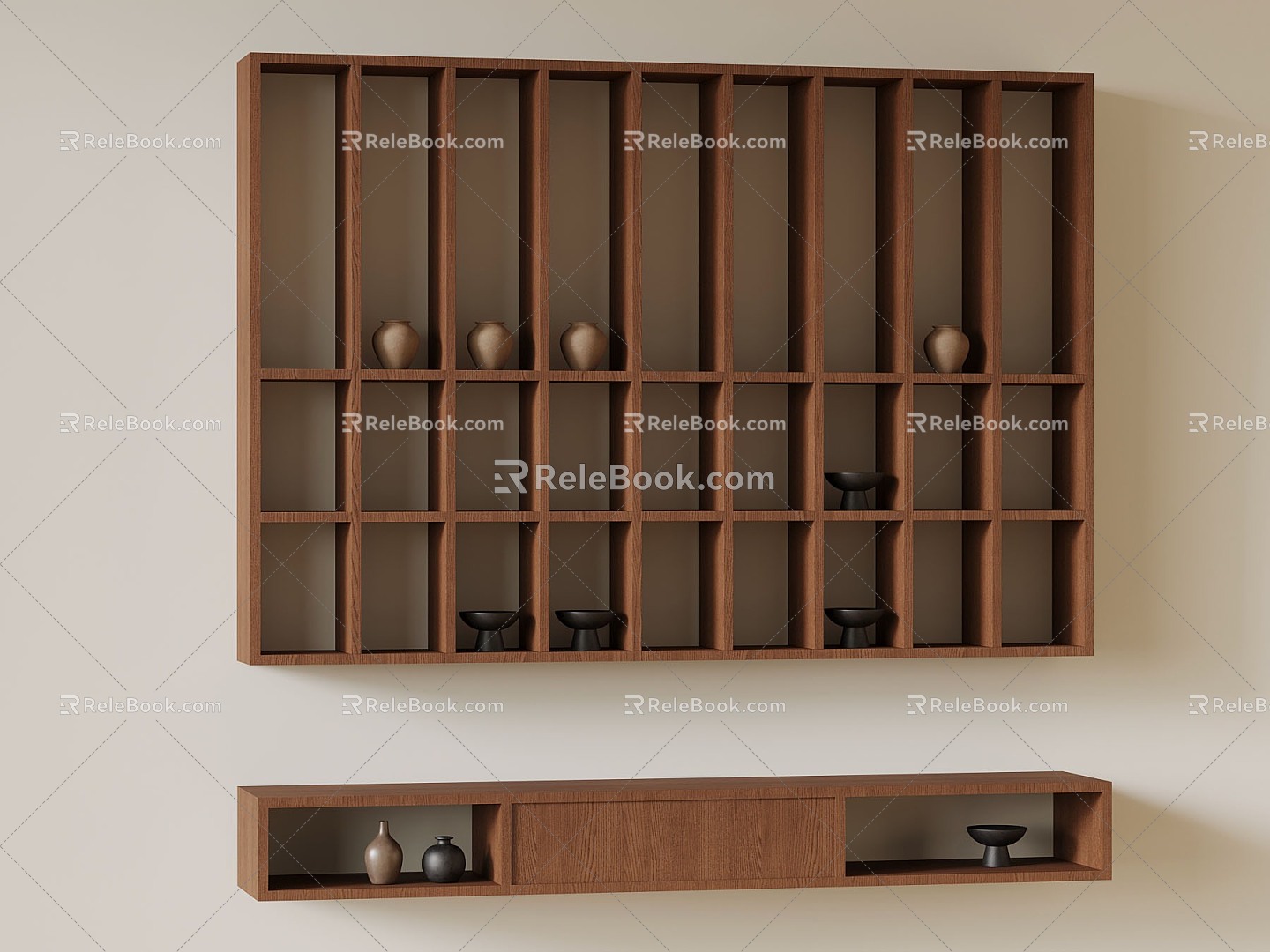 04 Tea Cabinet Antique Tea Cabinet Wall-mounted Cabinet 3d model