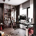 Modern Living Dining Room Interior Design With Black Sofa Wooden Flooring And Decorations