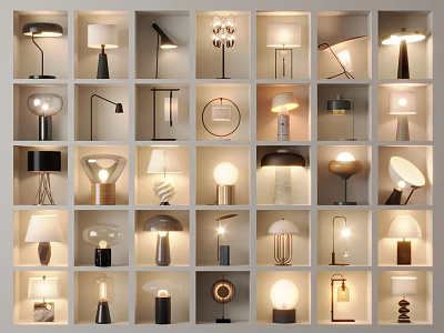 Diverse Table Lamps Collection Featuring Modern Designs And Unique Shapes 3d model