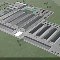 Landscaped Business Park With Parking Lot Greenery Multiple Buildings And Entrance Vehicles