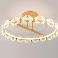 Modern Gold Frame Ceiling Light with Crystal Decorations and Elegant Lighting Design 3d model