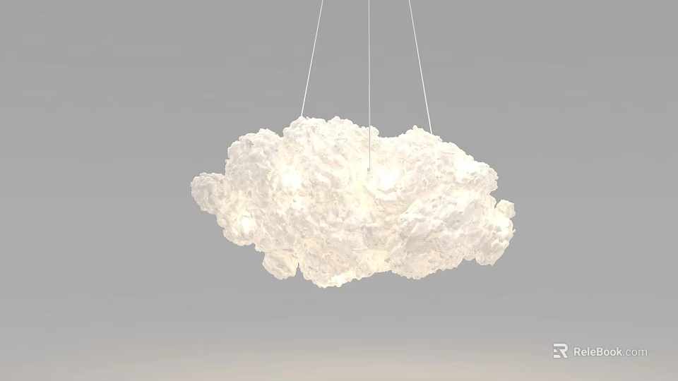 Creative Cloud Shaped Chandelier with Textured Design and Soft Lighting for Modern Home 3d model 