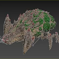 Fierce Monster With Green Slime Spikes Sharp Claws And Red Eyes
