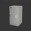 Silver Double Door Fridge Freezer With Metallic Surface And Label On Dark Background 3d model