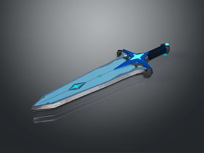 Blue Glowing Sword With Crystal Accents Shiny Blade And Modern Fantasy Design 3d model