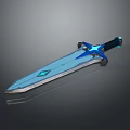 Blue Glowing Sword With Crystal Accents Shiny Blade And Modern Fantasy Design