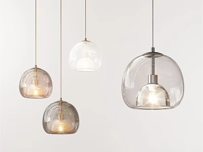 Modern Glass Globe Pendant Lights With Multiple Hanging Illuminated Different Transparencies 3d model