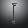 Industrial Outdoor Lighting Pole With Multiple Lamps Base Structure And Wiring Detail