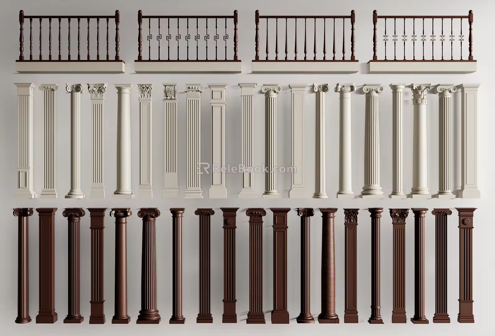 European Roman Column Simple European Roman Column Gypsum Column Gypsum Line European Architectural Component Railing Column 3d model
