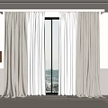 Beige Heavy Curtains With White Sheer Panels For Modern Minimalist Room Windows Floor Length