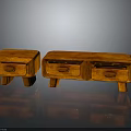 Two Wooden Furniture Pieces Small and Large With Drawers Mahogany Color Reflective Surface