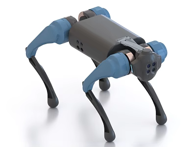 Smart Quadruped Robot With Blue Mechanical Legs And Gray Body 3d model