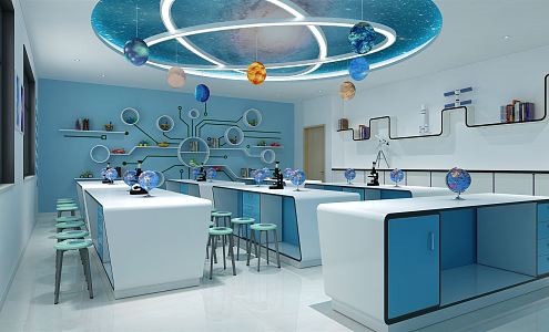 Modern Laboratory Science Experimental Classroom 3d model