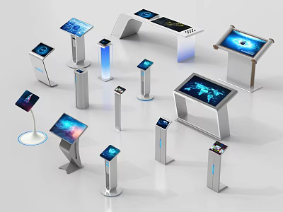 Modern Interactive Public Facilities With Digital Display Screens And Various Designs 3d model