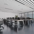 Modern Conference Room With Long Table Black Chairs Smart Screen Blue Lighting And Glass Partitions