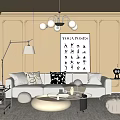 Modern Elegant Living Room Interior With White Sofa Decorative Pillows And Black Typography Wall Art