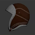 Ancient Medieval Weapon Armor Helmet Featuring Gray Brown Leather Stitching and Vintage Design