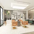 Modern Beauty Salon Interior Design With Comfortable Sofa Styling Chairs Product Shelves And Mirror Counter