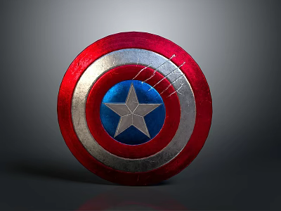 Captain America Shield Iconic Defensive Weapon With Red White Blue Design And Silver Star Center 3d model