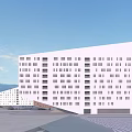 Modern White Office Building With Multi Storey Design And Numerous Windows 3d model
