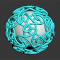 Turquoise Glass Sphere With Intricate Twisted Patterns And Reflective Surface Against Black Background 3d model