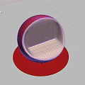 Stylish Red And White Spherical Single Chair Design For Modern Interiors 3d model