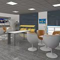 Modern 4S Store Interior With Customer Seating Area Car Display Cabinets And Bright Ceiling Lights