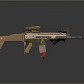 Tan Military Assault Rifle With Scope Graffiti Design And Red Magazine