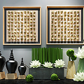 New Chinese Floriculture Decorations Floriculture Vase Three-dimensional Painting Combination 3d model