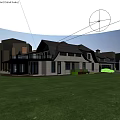 Detached House Exterior With Green Lawn Curved Gravel Driveway And Swimming Pool