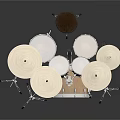 Natural Wood Drum Set With Multiple Drums Cymbals And Sturdy Stands For Home Use