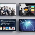 Smart TV With Multiple Screens Displaying Streaming Content And Apps Interface 3d model