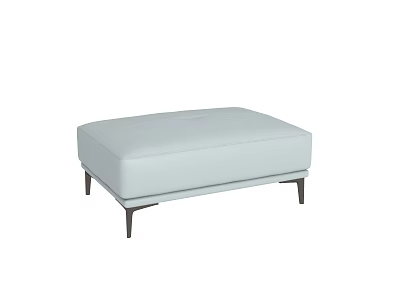 Modern Upholstered Ottoman with Light Gray Cushion and Sleek Metal Legs 3d model