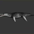 Ichthyosaur Dinosaur Model with Open Mouth Sharp Teeth Streamlined Body Gray Skin and Flipper Limbs