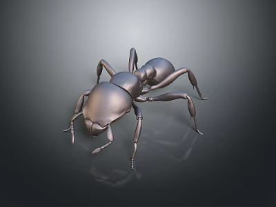 Detailed Metallic Ant Model With Shiny Texture On Black Background 3d model