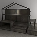 Modern Display Shelves With Multiple Tiers Wood And Metal Sturdy Structure Platform Base
