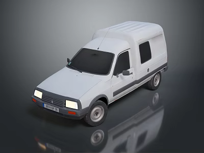 White Bus With Black Windows Flat Roof Silver Wheels And Reflective Black Background 3d model