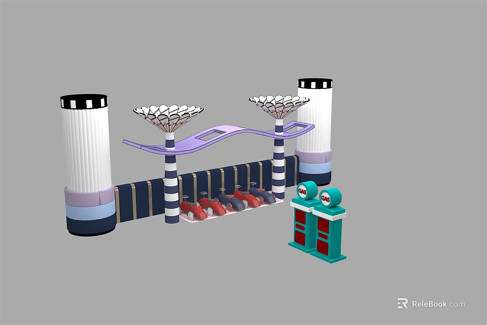 Electric Toy Play Structure With Colorful Columns Platform And Control Buttons 3d model 