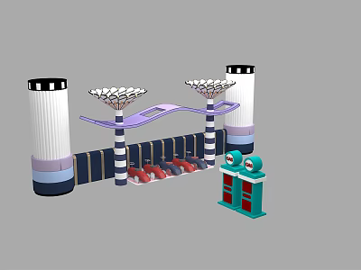Electric Toy Play Structure With Colorful Columns Platform And Control Buttons 3d model