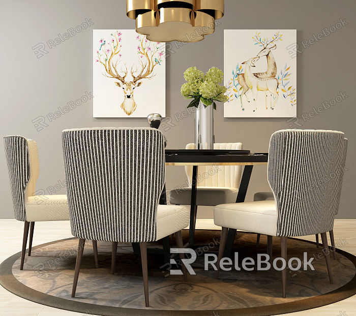 Modern Dining Table and Chair Combination Sofa Decorative Cabinet Decorative Rack Coffee Table Hanging Picture model