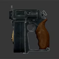 Vintage Revolver Featuring Black Body Wooden Grip And Gold Emblem Cylinder