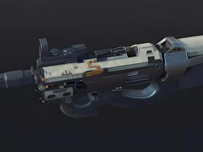 Futuristic Tactical Gun With Metallic Gray White Design And Advanced Mechanical Components 3d model