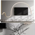 Modern TV Background Wall With Curved Lighting And Decor