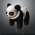 Cartoon Panda 3D Figure With Blue Eyes Black And White Standing Posture