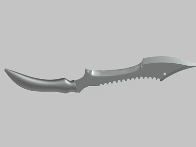 Tactical Weapon Knife With Serrated Blade And Curved Metal Handle Design 3d model
