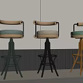 Modern Bar Stools With Curved Armrests Different Colors And Metal Bases