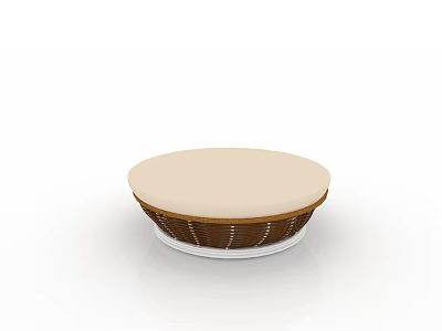 Courtyard Garden Outdoor Round Seat With Beige Cushion And Woven Edge Design For Decoration 3d model