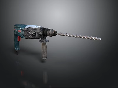 Heavy Duty Electric Drill With Spiral Drill Bit And Ergonomic Handle Design 3d model