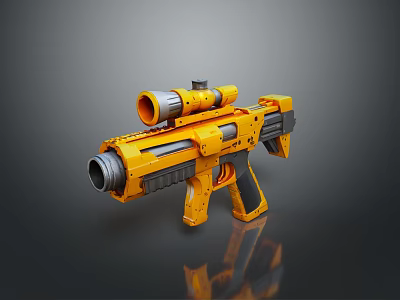 Modern Yellow Weapon With Scope Barrel Grip And Design Elements 3d model