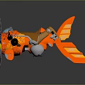 Orange Yellow Mini Space Plane Model With Propeller And Cockpit Design 3d model